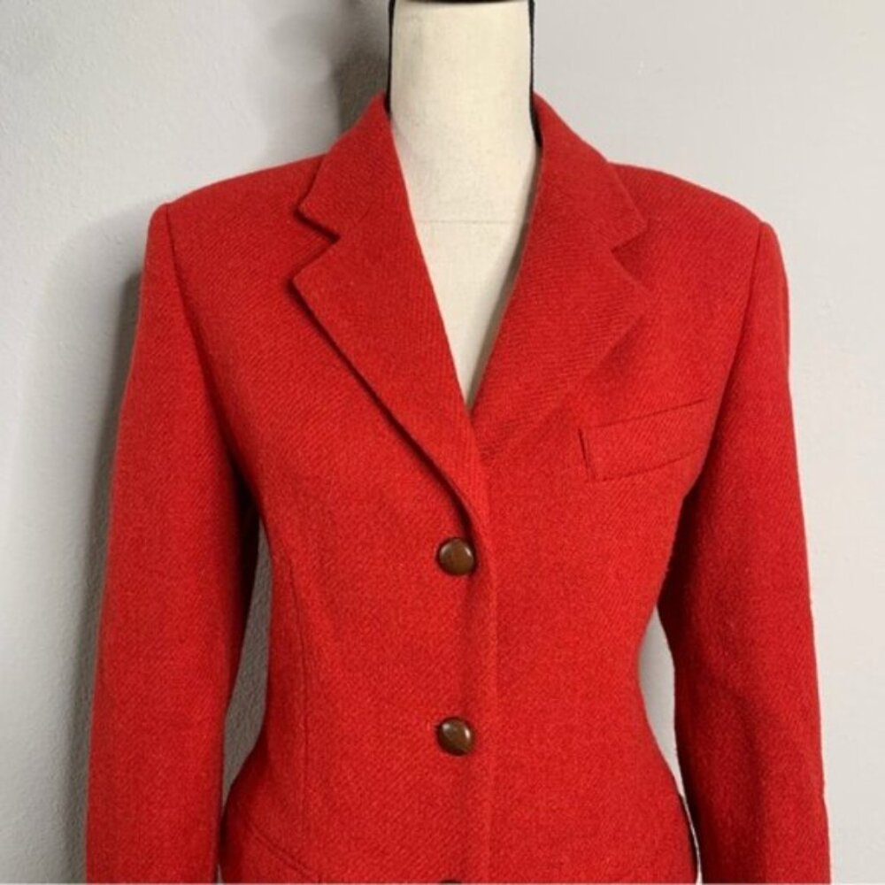 Valentini Red Wool Vintage Single Breasted Blazer - Picture 7 of 15